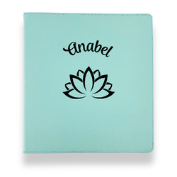Lotus Flower Leather Binder - 1" - Teal (Personalized)