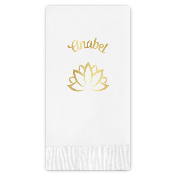 Custom Lotus Flower Guest Napkins - Foil Stamped (Personalized)