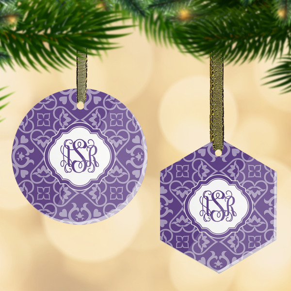 Custom Lotus Flower Flat Glass Ornament w/ Monogram