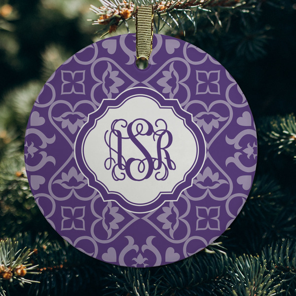 Lotus Flower Frosted Glass Ornament - Round (Lifestyle)