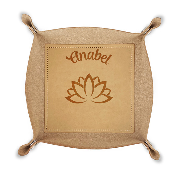 Custom Lotus Flower Genuine Leather Valet Tray (Personalized)