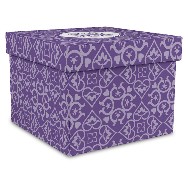 Custom Lotus Flower Gift Box with Lid - Canvas Wrapped - X-Large (Personalized)