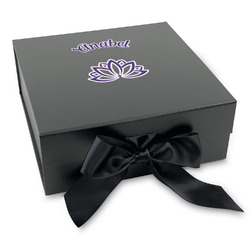 Lotus Flower Gift Box with Magnetic Lid - Black (Personalized)