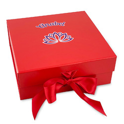 Lotus Flower Gift Box with Magnetic Lid - Red (Personalized)