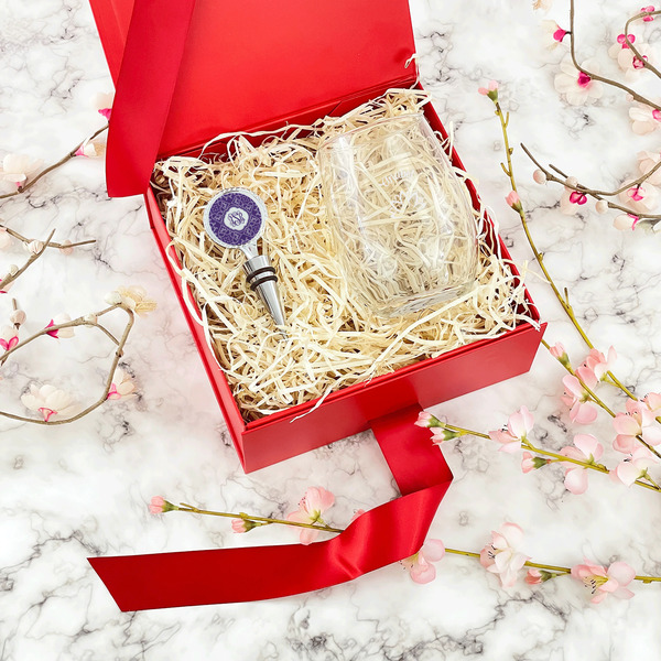 Lotus Flower Gift Boxes with Magnetic Lid - Red - In Context