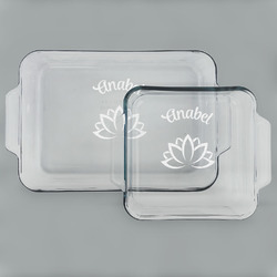 Lotus Flower Set of Glass Baking & Cake Dish - 13in x 9in & 8in x 8in (Personalized)
