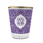 Lotus Flower Glass Shot Glass - 1.5 oz - with Gold Rim - Set of 4 (Personalized)