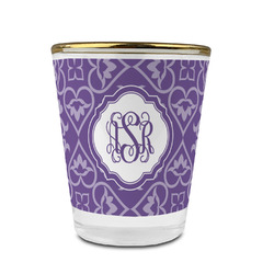 Lotus Flower Glass Shot Glass - 1.5 oz - with Gold Rim - Set of 4 (Personalized)