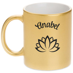 Lotus Flower Metallic Gold Mug (Personalized)