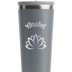 Lotus Flower RTIC Everyday Tumbler with Straw - 28oz - Grey - Single-Sided (Personalized)