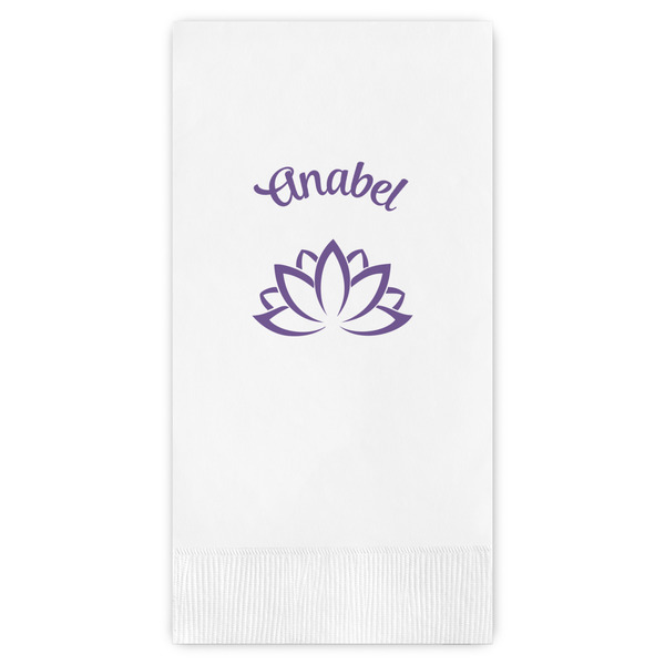 Custom Lotus Flower Guest Napkins - Full Color - Embossed Edge (Personalized)