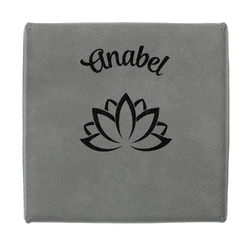 Lotus Flower Jewelry Gift Box - Engraved Leather Lid (Personalized)
