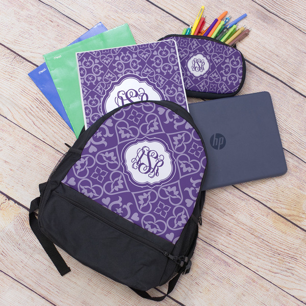 Lotus Flower Large Backpack - Black - With Stuff