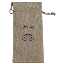 Lotus Flower Large Burlap Gift Bag - Front (Personalized)