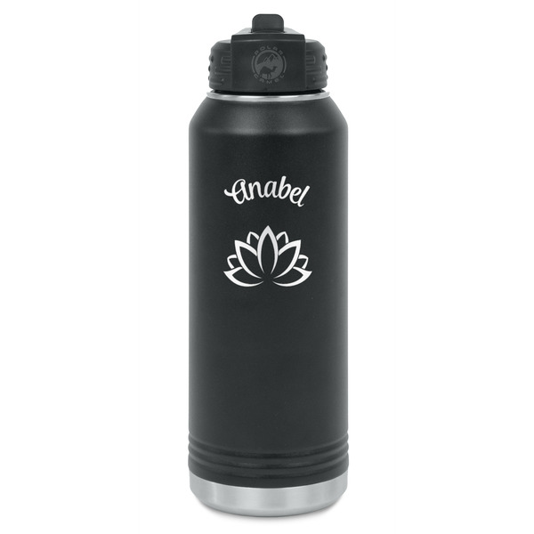 Custom Lotus Flower Water Bottles - Laser Engraved - Front & Back (Personalized)
