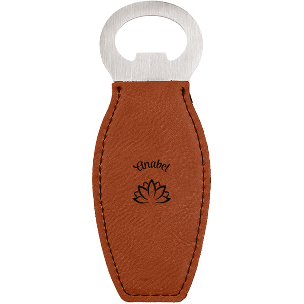 Custom Lotus Flower Leatherette Bottle Opener - Double Sided (Personalized)