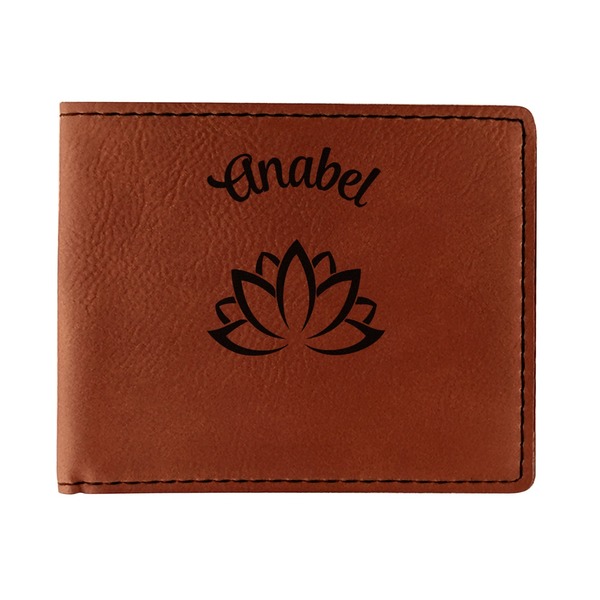 Custom Lotus Flower Leatherette Bifold Wallet (Personalized)
