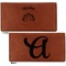 Lotus Flower Leather Checkbook Holder Front and Back