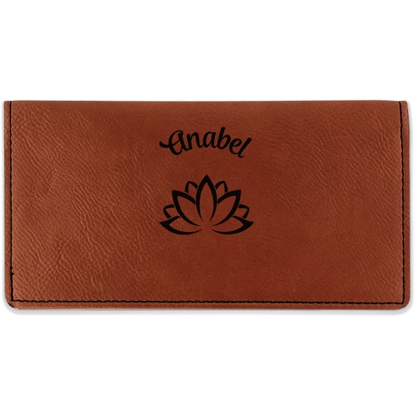 Custom Lotus Flower Leatherette Checkbook Holder - Double Sided (Personalized)