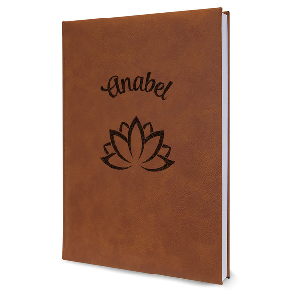 Custom Lotus Flower Leather Sketchbook - Large - Single Sided (Personalized)