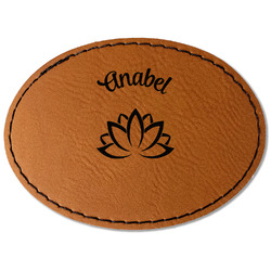 Lotus Flower Faux Leather Iron On Patch - Oval (Personalized)