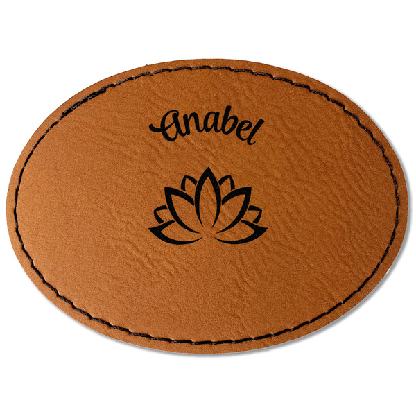 Custom Lotus Flower Faux Leather Iron On Patch - Oval (Personalized)