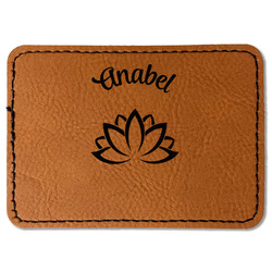 Lotus Flower Faux Leather Iron On Patch - Rectangle (Personalized)