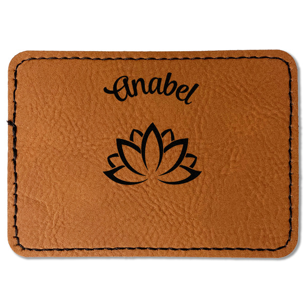 Custom Lotus Flower Faux Leather Iron On Patch - Rectangle (Personalized)