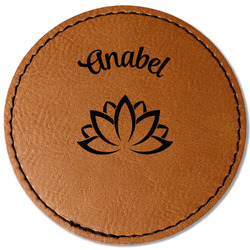 Lotus Flower Faux Leather Iron On Patch - Round (Personalized)