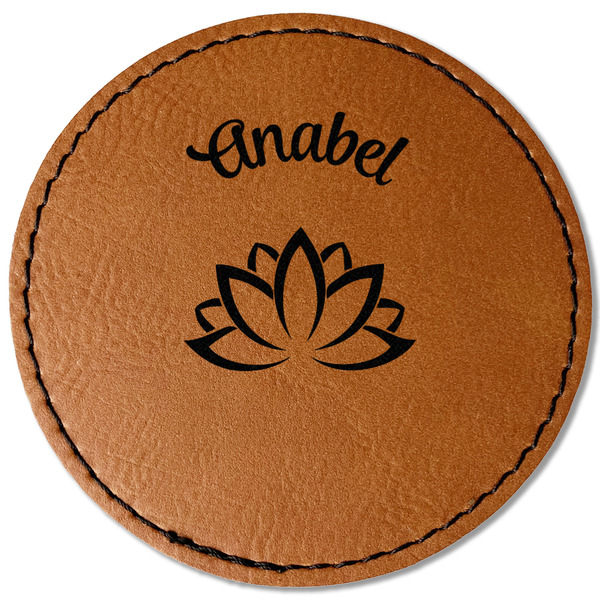 Custom Lotus Flower Faux Leather Iron On Patch - Round (Personalized)