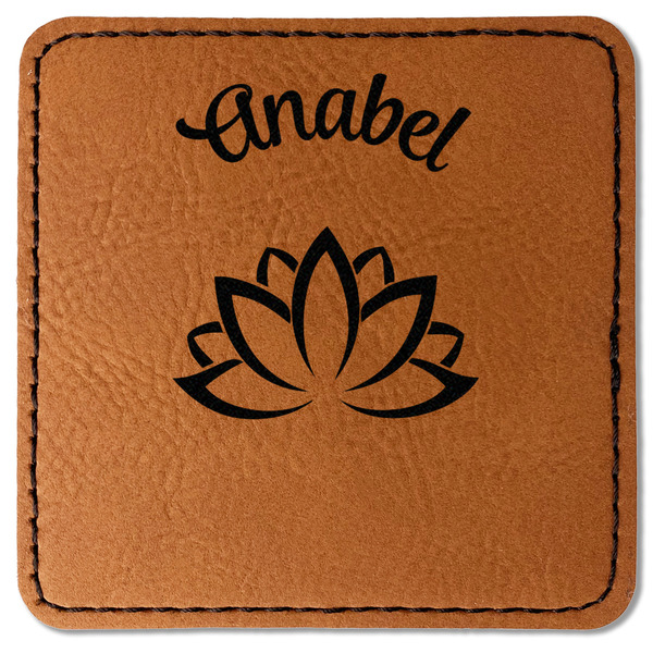 Custom Lotus Flower Faux Leather Iron On Patch - Square (Personalized)