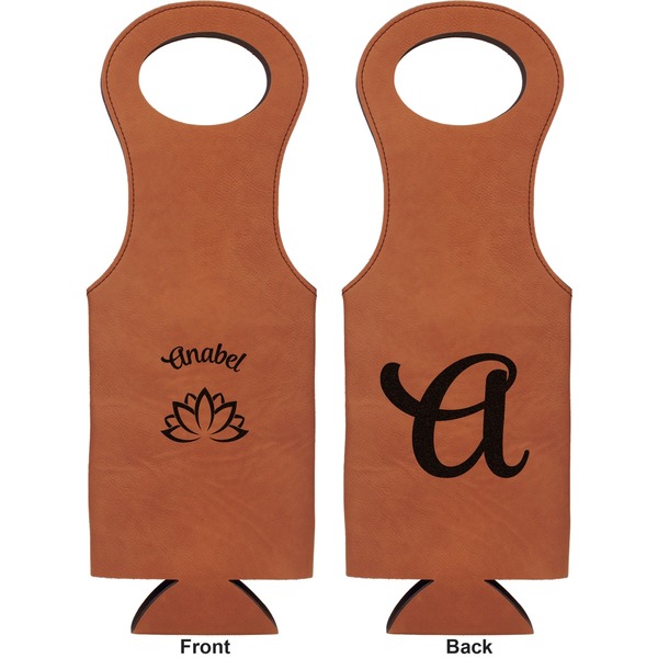 Lotus Flower Leatherette Wine Tote Double Sided - Front and Back