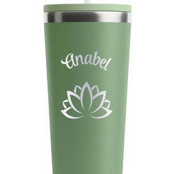 Lotus Flower RTIC Everyday Tumbler with Straw - 28oz - Light Green - Double-Sided (Personalized)