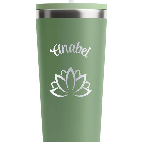 Lotus Flower Light Green RTIC Everyday Tumbler - 28 oz. - Close Up