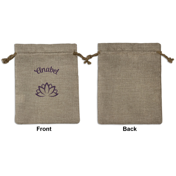 Lotus Flower Medium Burlap Gift Bag - Front Approval