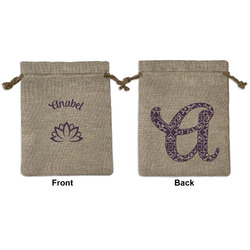 Lotus Flower Medium Burlap Gift Bag - Front & Back (Personalized)