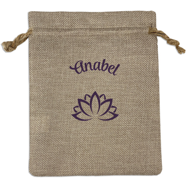 Custom Lotus Flower Burlap Gift Bag (Personalized)