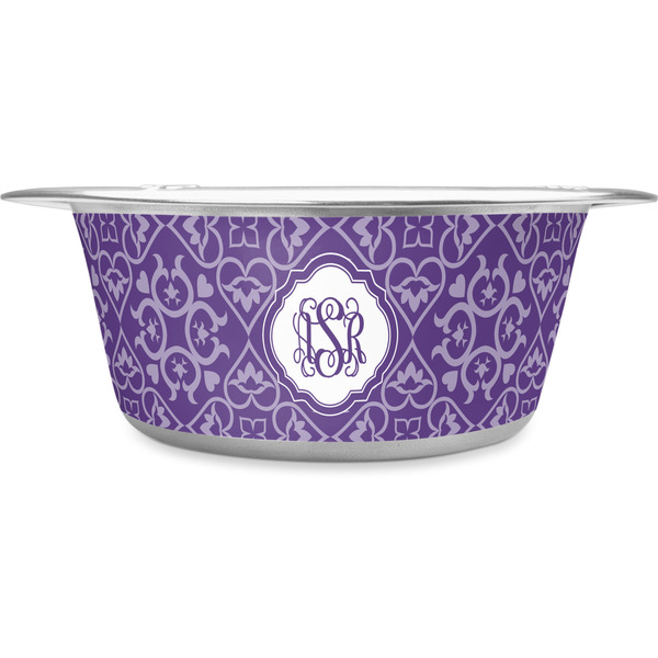 Custom Lotus Flower Stainless Steel Dog Bowl - Large (Personalized)