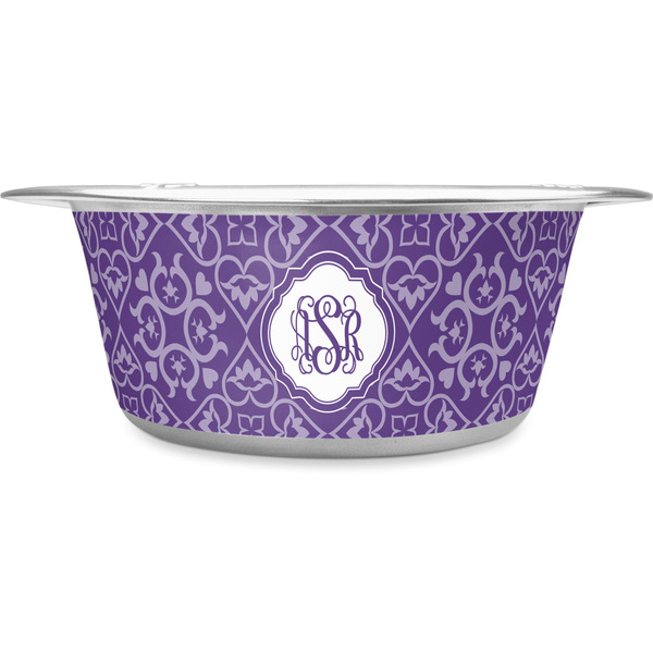 Custom Lotus Flower Stainless Steel Dog Bowl - Medium (Personalized)
