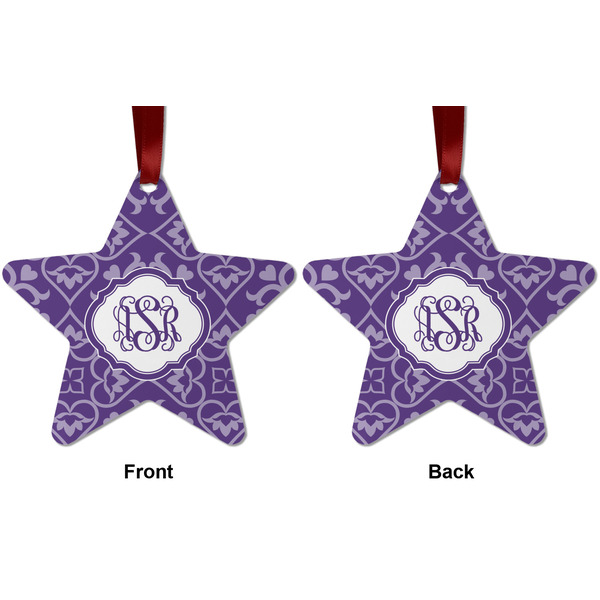 Lotus Flower Metal Star Ornament - Front and Back