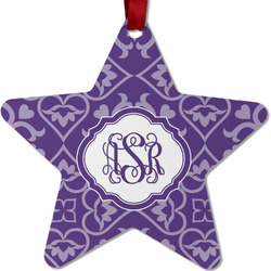 Lotus Flower Metal Star Ornament - Double Sided w/ Monogram