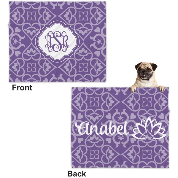 Lotus Flower Microfleece Dog Blanket - Large- Front & Back