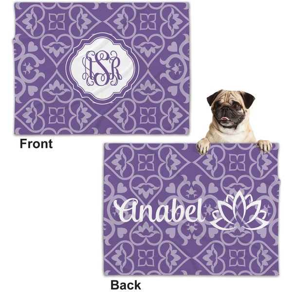 Lotus Flower Microfleece Dog Blanket - Regular - Front & Back