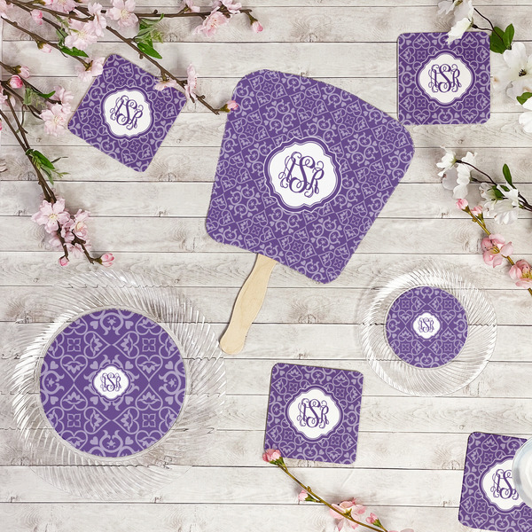 Lotus Flower Party Supplies Combination Image - All items - Plates, Coasters, Fans