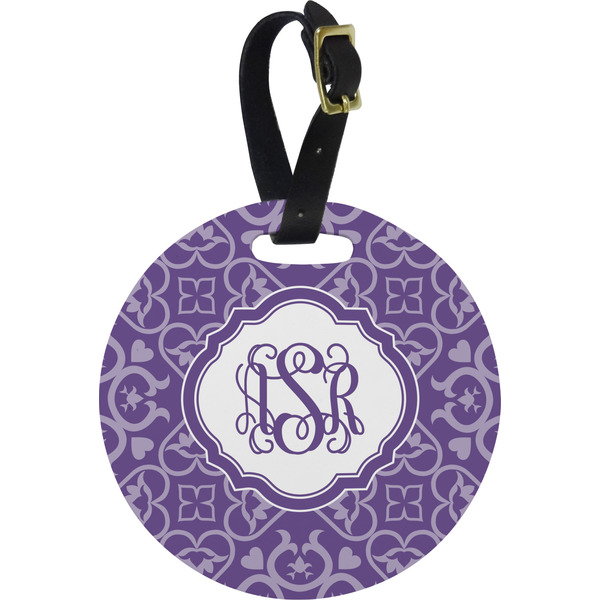 Custom Lotus Flower Plastic Luggage Tag - Round (Personalized)