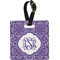 Lotus Flower Plastic Luggage Tag - Square w/ Monogram