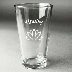 Lotus Flower Pint Glass - Engraved (Single) (Personalized)