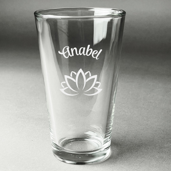 Custom Lotus Flower Pint Glass - Engraved (Personalized)