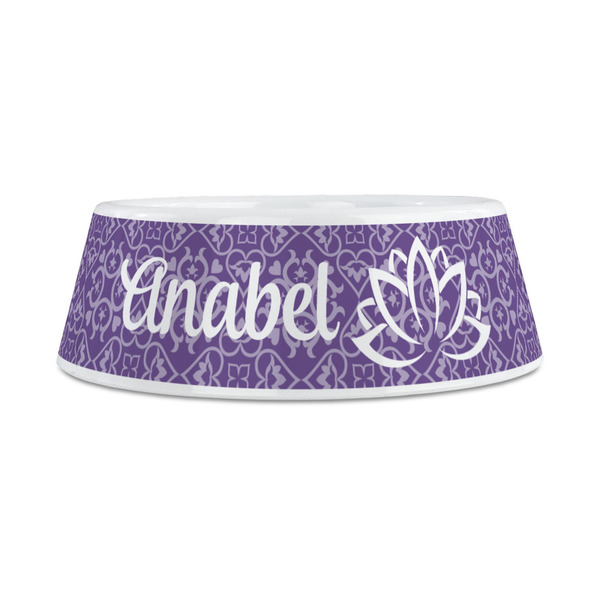 Lotus Flower Plastic Dog Bowls - Medium - FRONT