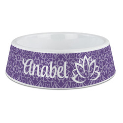 Lotus Flower Plastic Dog Bowl - Large (Personalized)